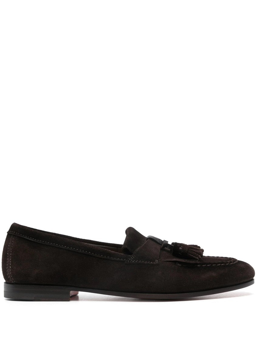 Santoni Refined Brown Leather Loafers