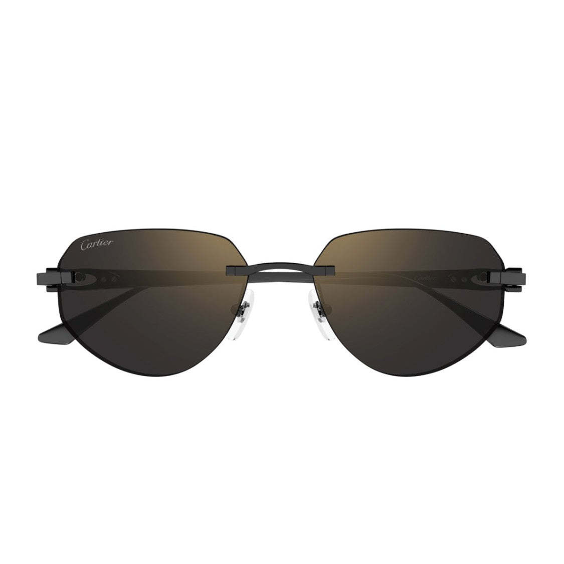 Cartier Contemporary Rimless Sunglasses In Deep Black Titanium