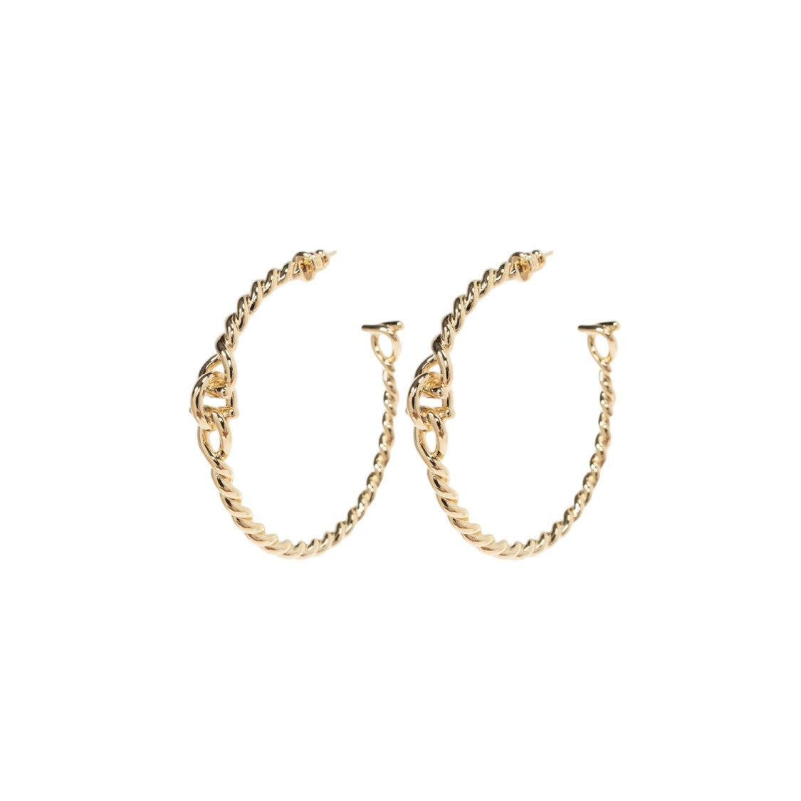 Salvatore Ferragamo Gold Torchon Weave Brass Hook Earrings