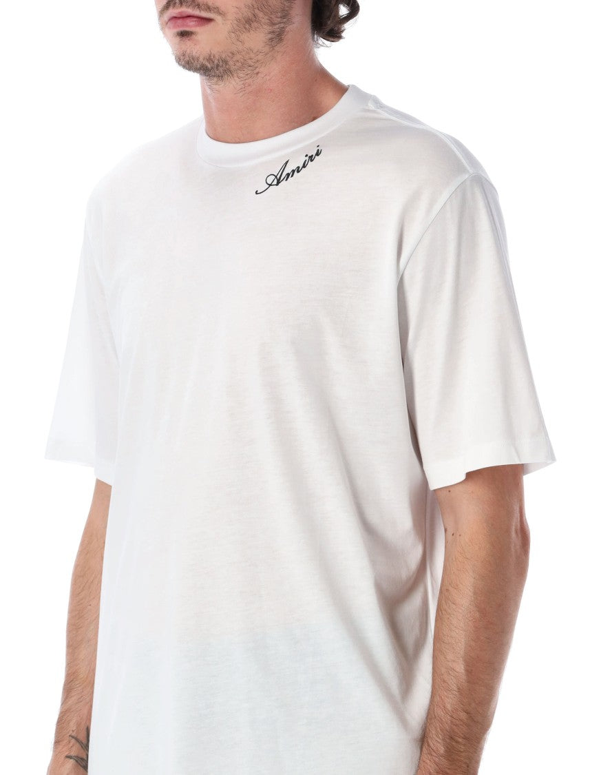 Amiri Script Cursive Logo Embroidered Cotton-Blend T-Shirt