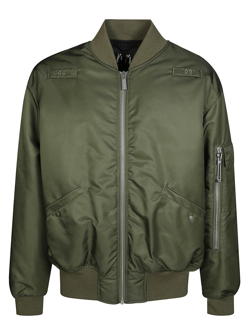 44 Label Group Green Bomber Jacket With Ribbed Detailing