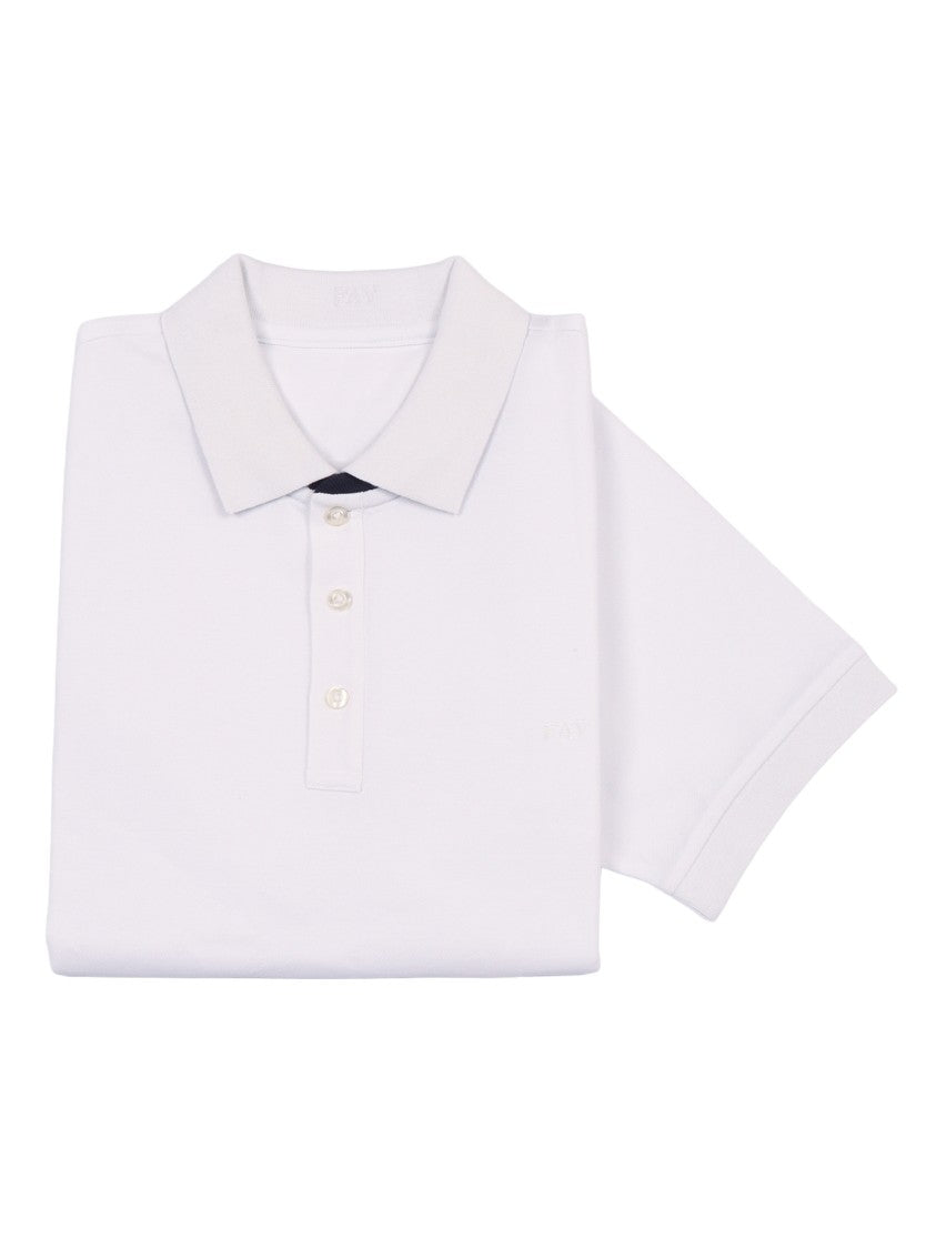 Fay Short Sleeve Piquet Bicolor Polo Shirt