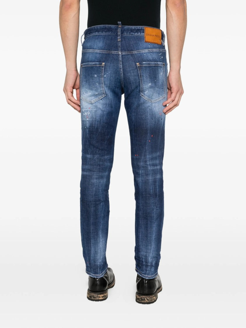 Dsquared2 Slim Fit Distressed Paint Splatter Jeans