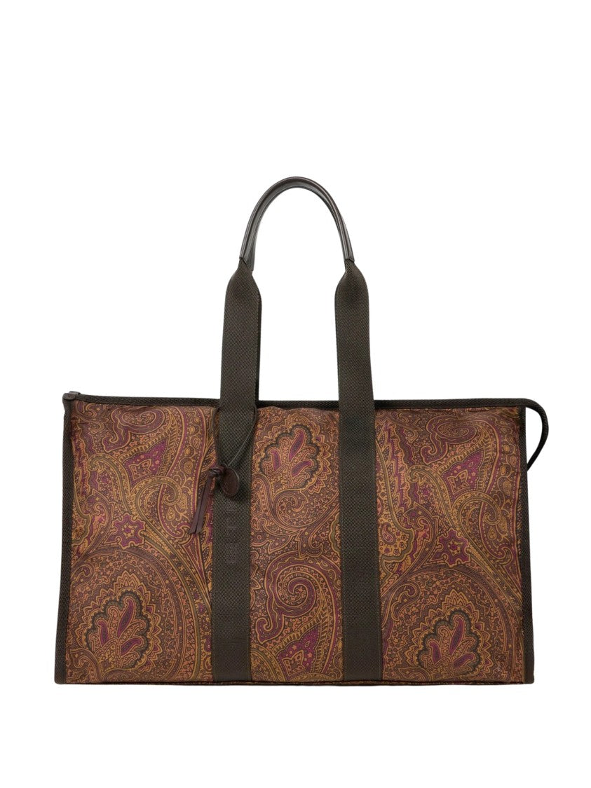 Etro Paisley Print Nylon Luggage With Top Handles And Zip Closure