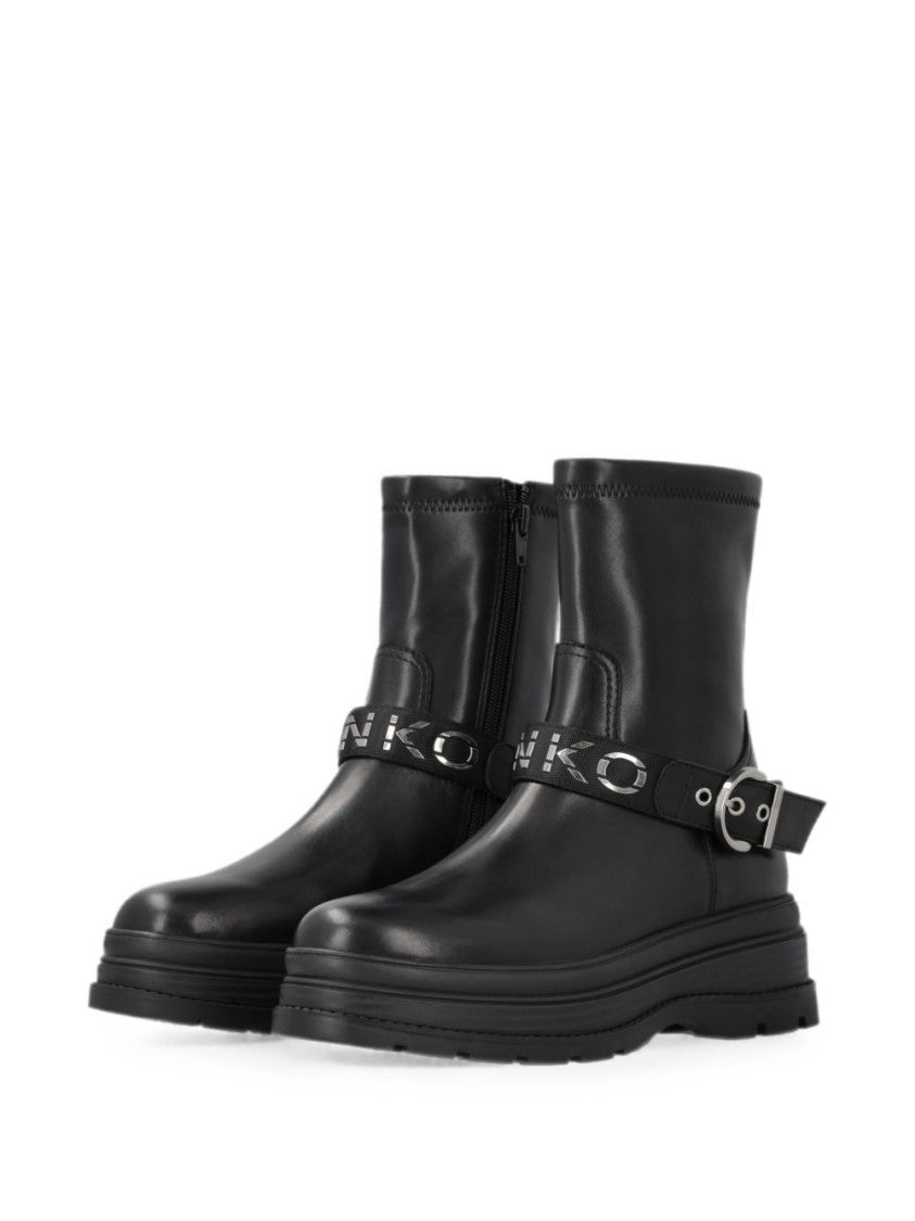 Pinko Black Mid-Calf Chunky Sole Boots