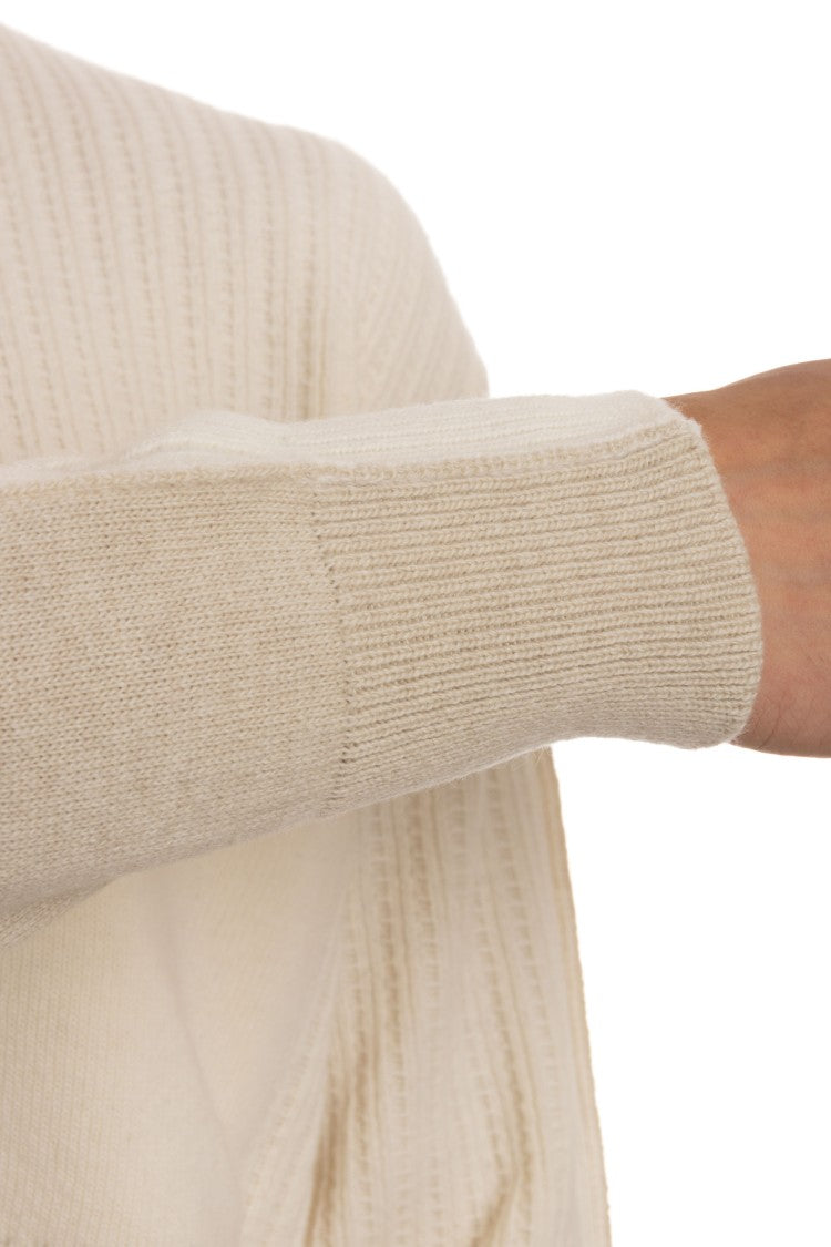 Roberto Collina Bicolor Wool-Cashmere Crewneck Sweater