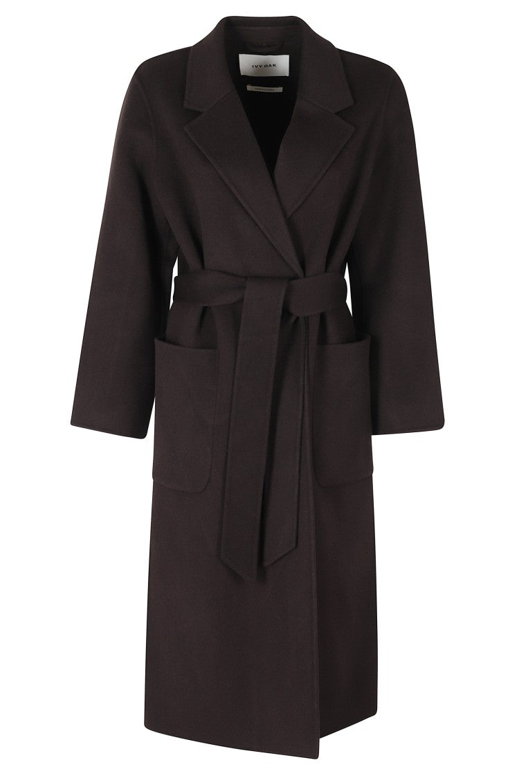 Ivy & Oak Brown Classic Lapel Long Wool Coat