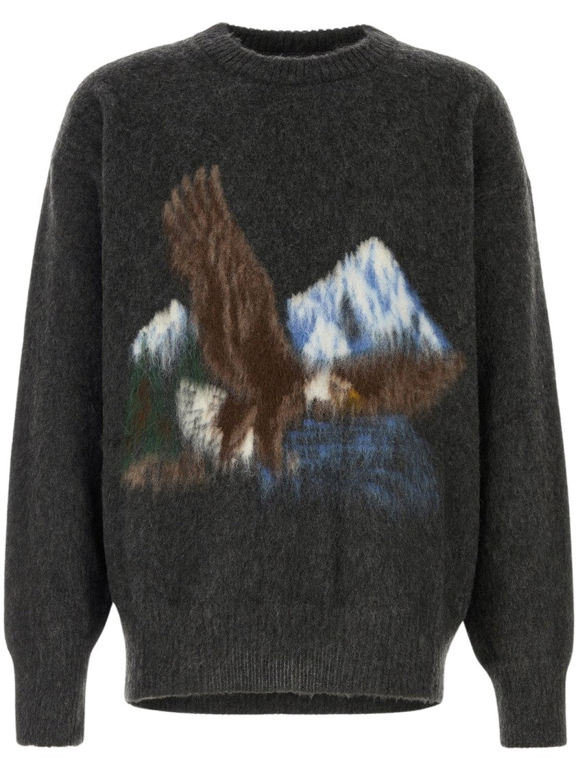 Maison Margiela Intarsia Knit Sweater With Eagle And Mountain Design