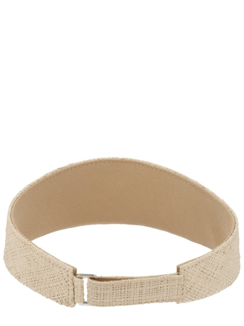 Ruslan Baginskiy Natural Woven Straw Logo Visor Hat
