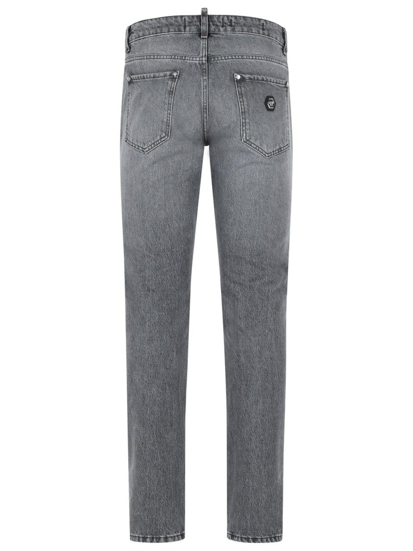 Philipp Plein 'Straight' Grey Cotton Jeans