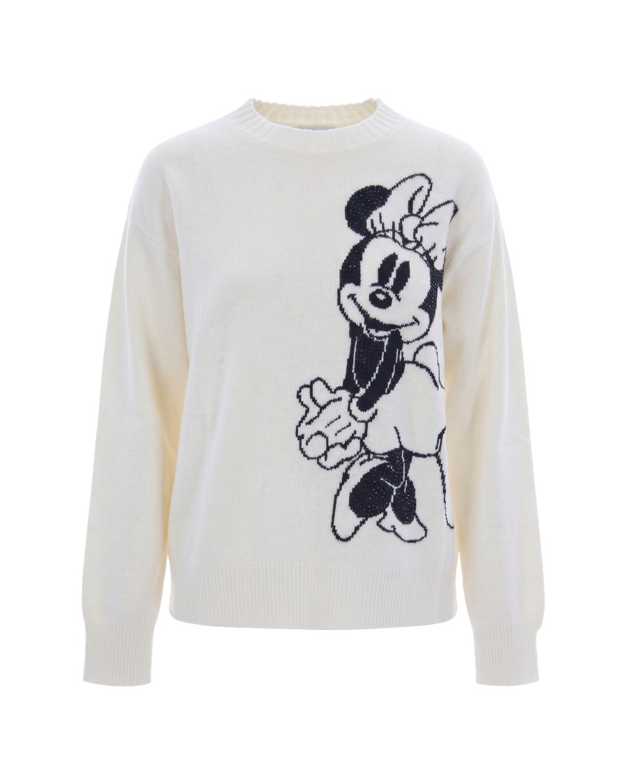 Liu Jo White Minnie Intarsia Fine Knit Sweater