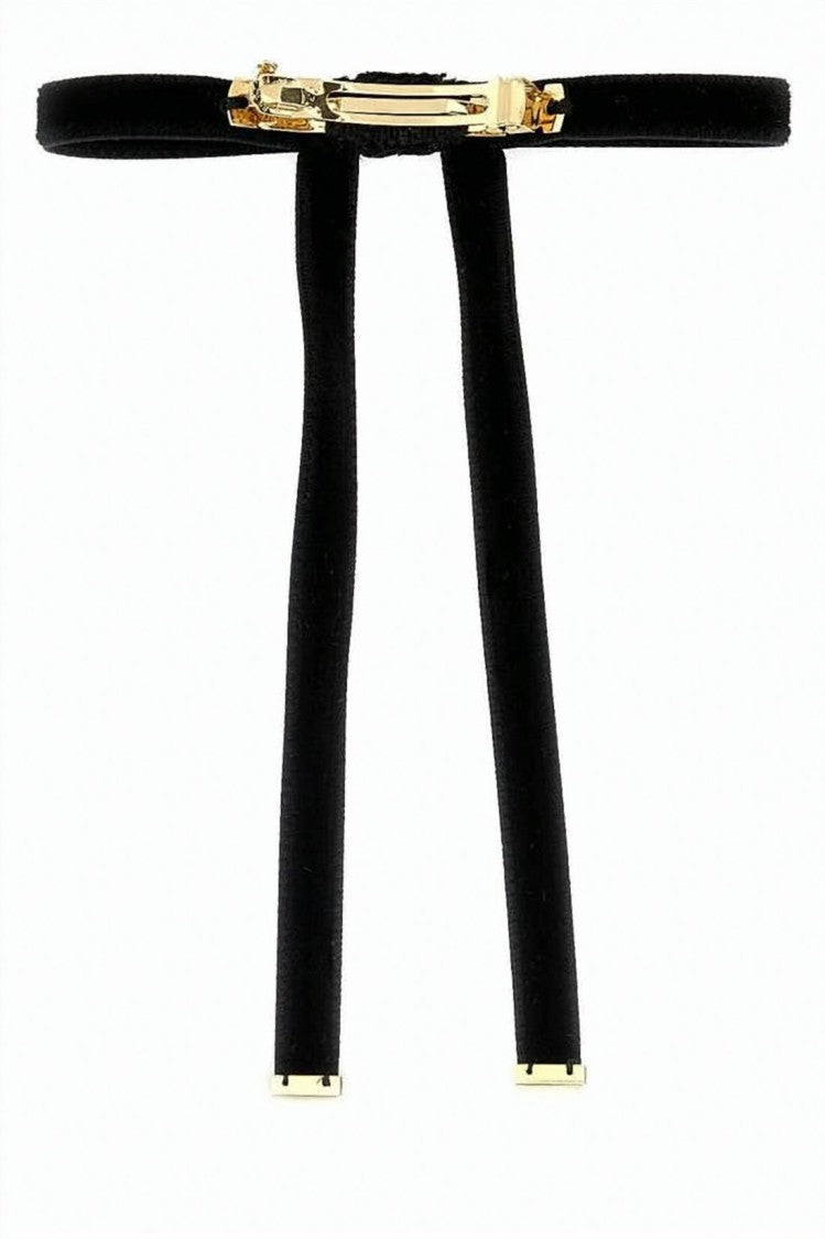 Prada Black Velvet Choker Necklace With Triangular Logo