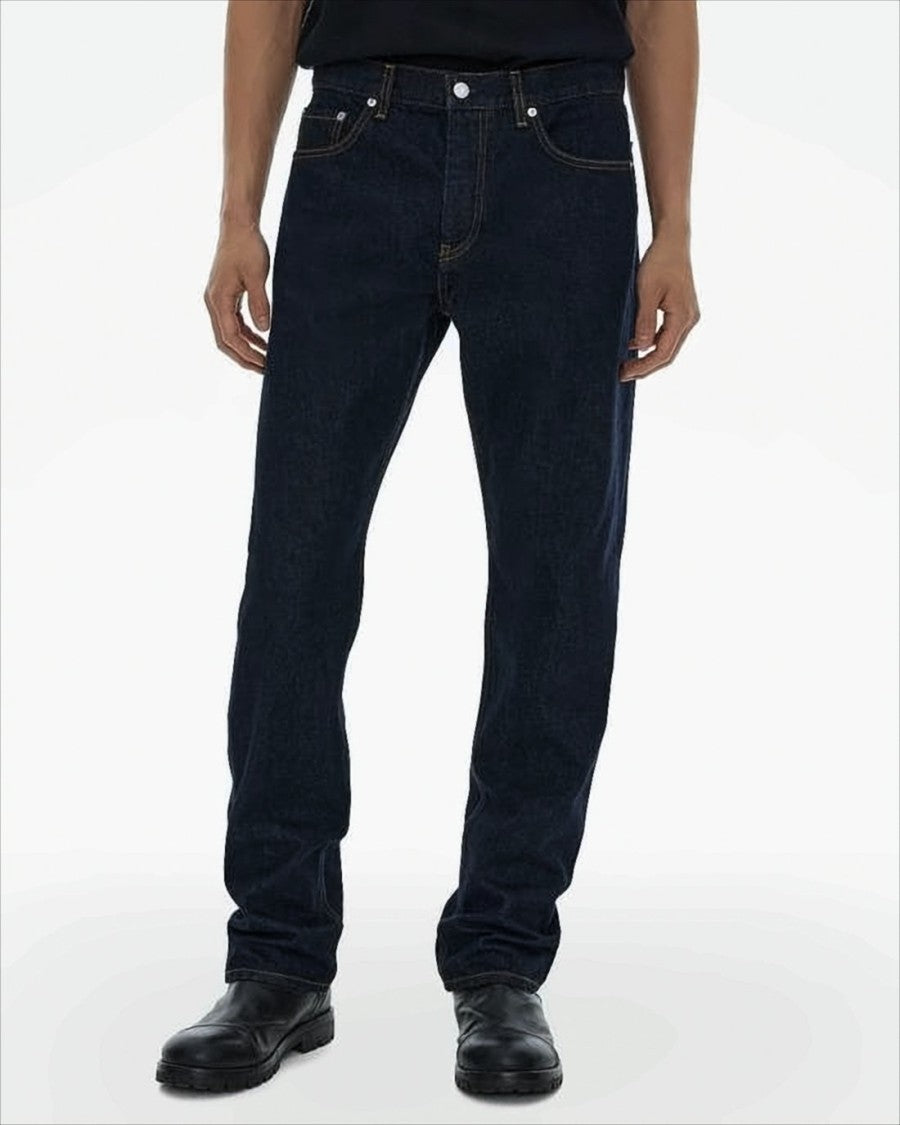 Helmut Lang Straight-Leg Denim Pants With Contrast Stitching And Rivet Details