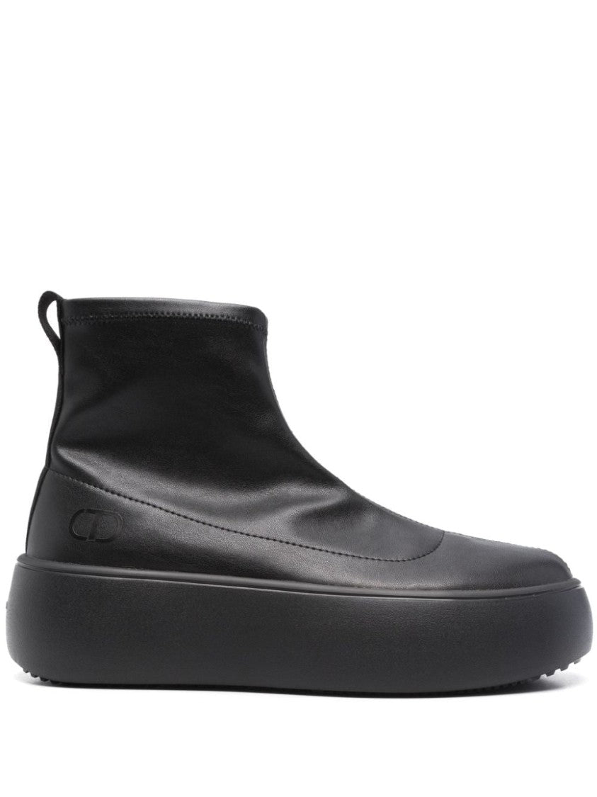 Twin-Set Black Ankle Boots With Elevated Platform Sole