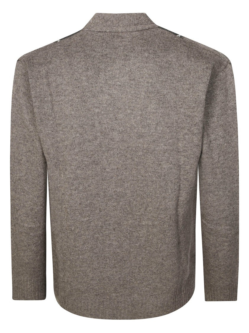 Paolo Pecora Classic Argyle Knit Cardigan With V-Neckline