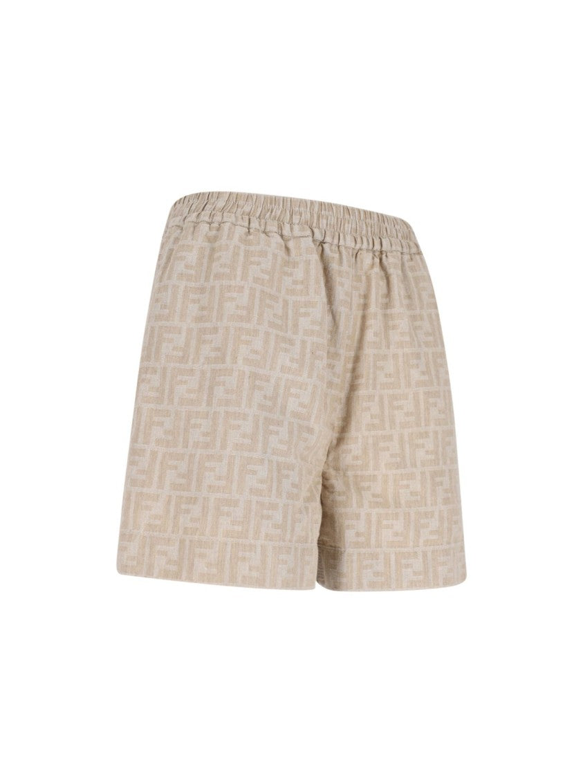 Fendi Tailored Mid-Thigh Beige Shorts With Clean Silhouette