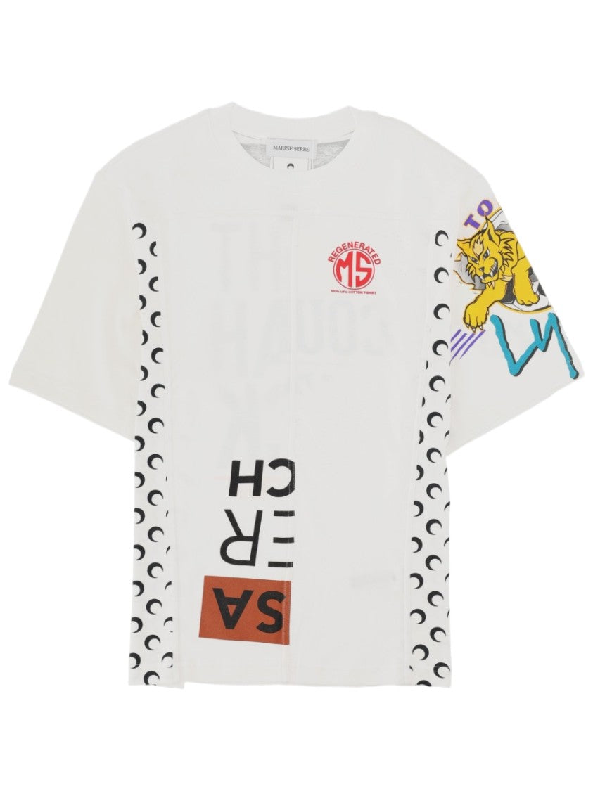 Marine Serre Crescent Moon Pattern Graphic T-Shirt