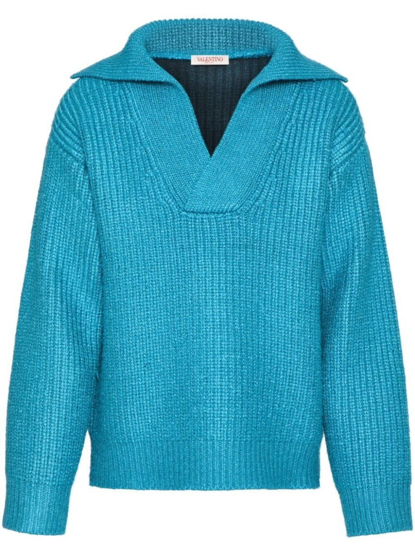 Valentino Deep V-Neck Silk Sweater