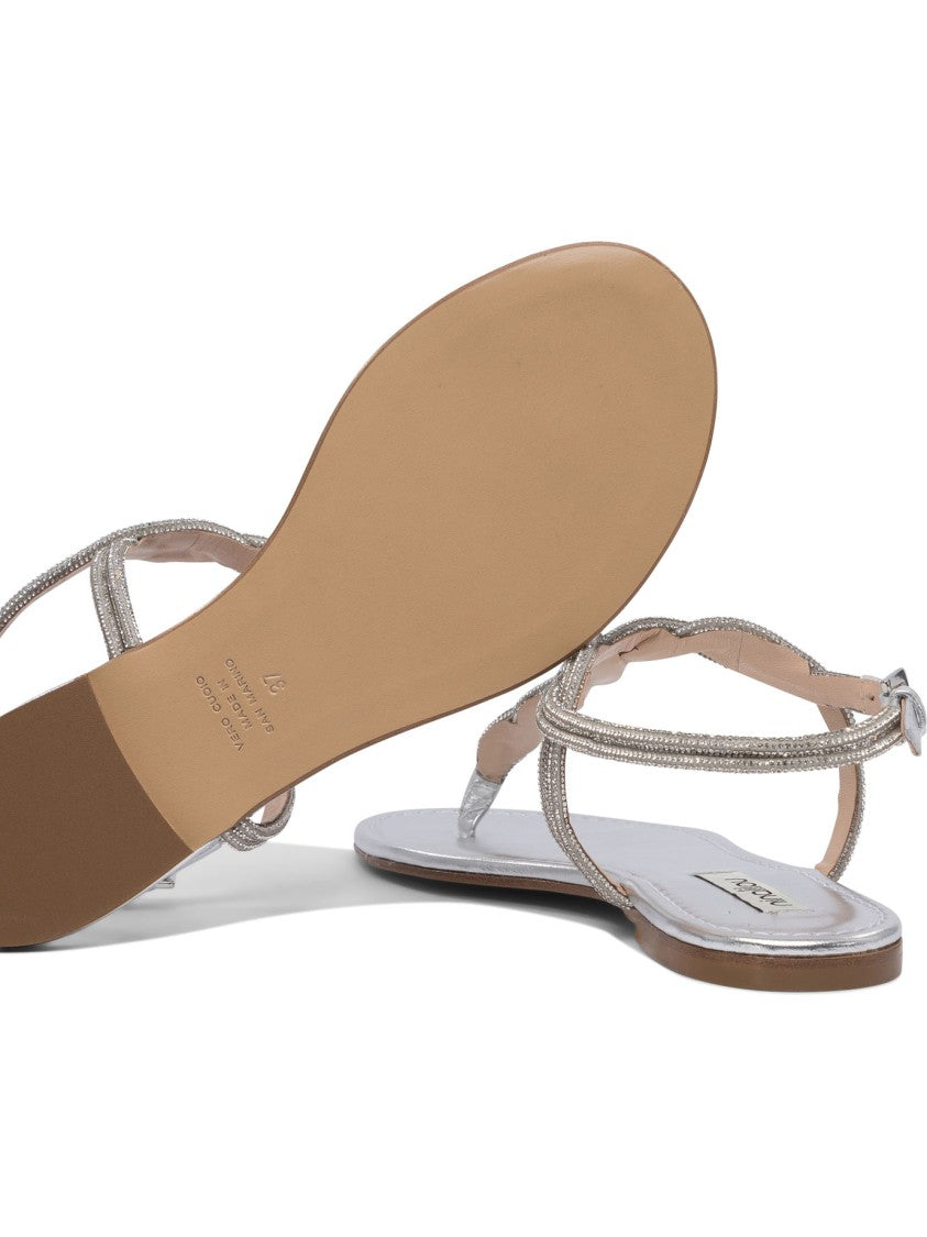 Ninalilou Braided Leather Sandals With Silver Finish