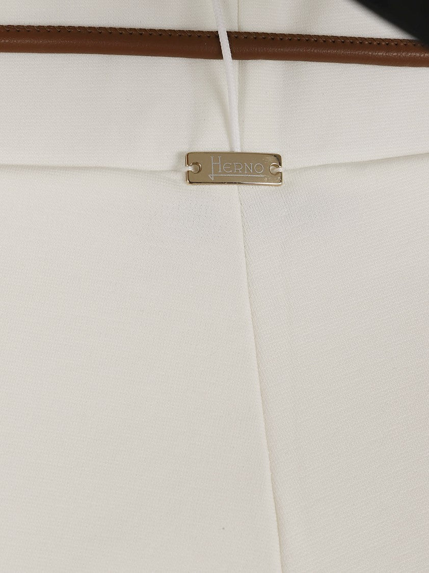 Herno Wide-Leg Trousers With Leather Drawstring Belt And Fluid Cut