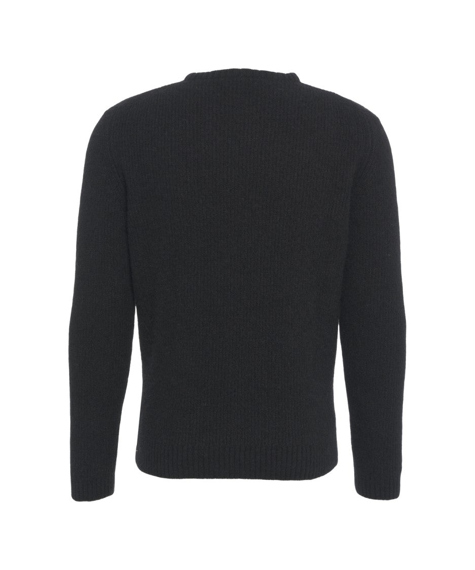 Gender Ribbed Fitted Knit Sweater In Black
