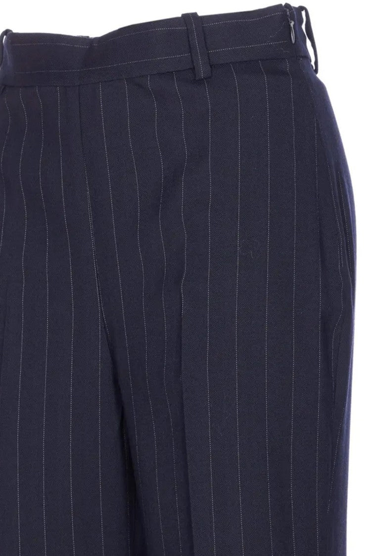 Pinko Blue Pinstripe Wool-Blend Wide-Leg Pants