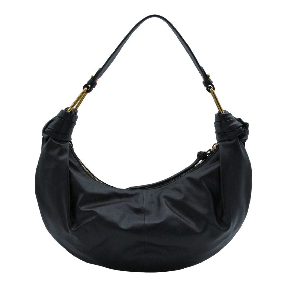 Coccinelle Crescent-Shaped Black Handbag With Gold-Tone Hardware