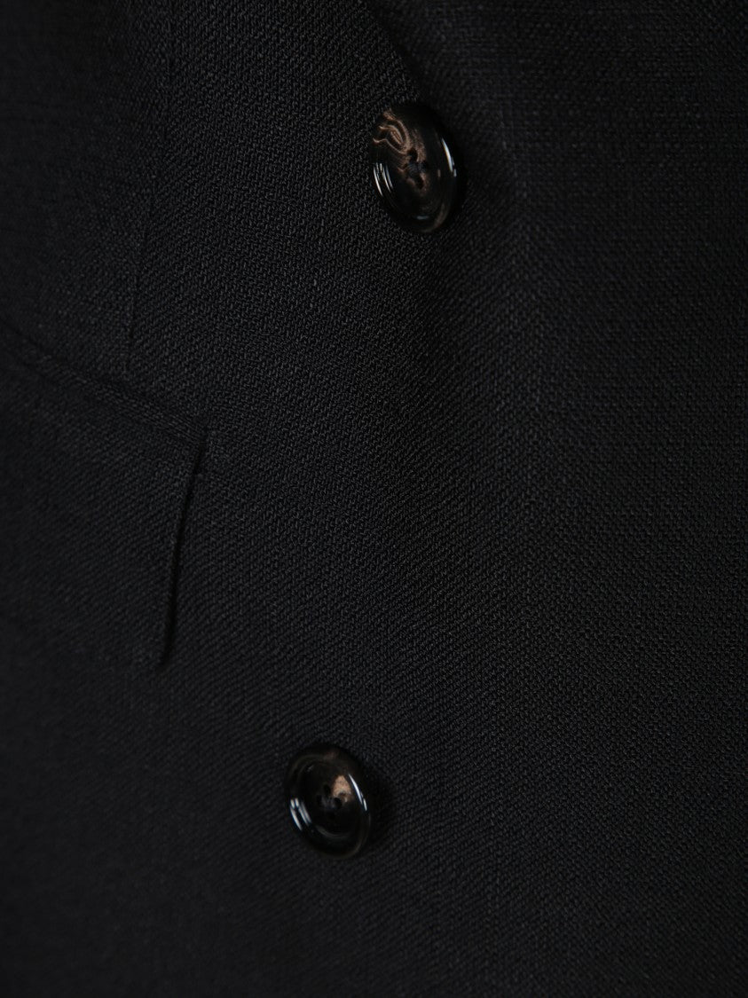 Tagliatore Double-Breasted Black Jacket With Authentic Horn Buttons