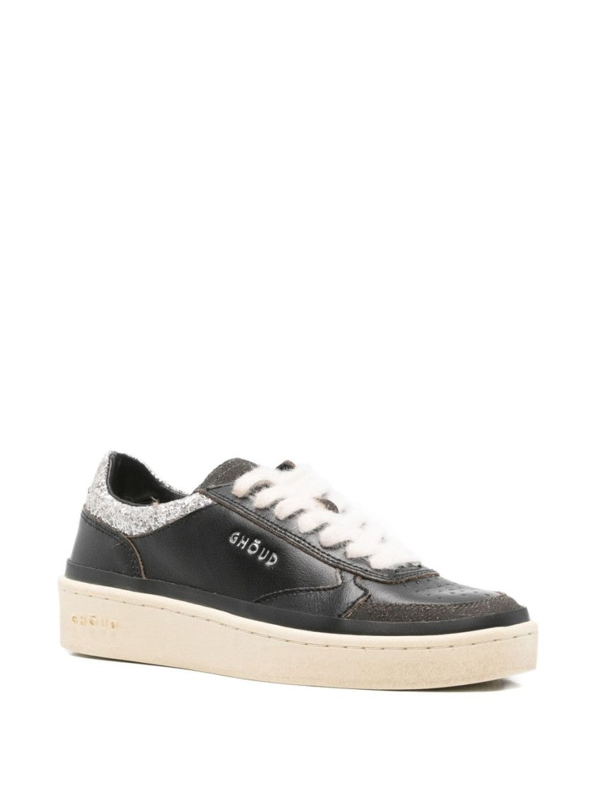 Ghoud Low-Top Black Leather Sneakers