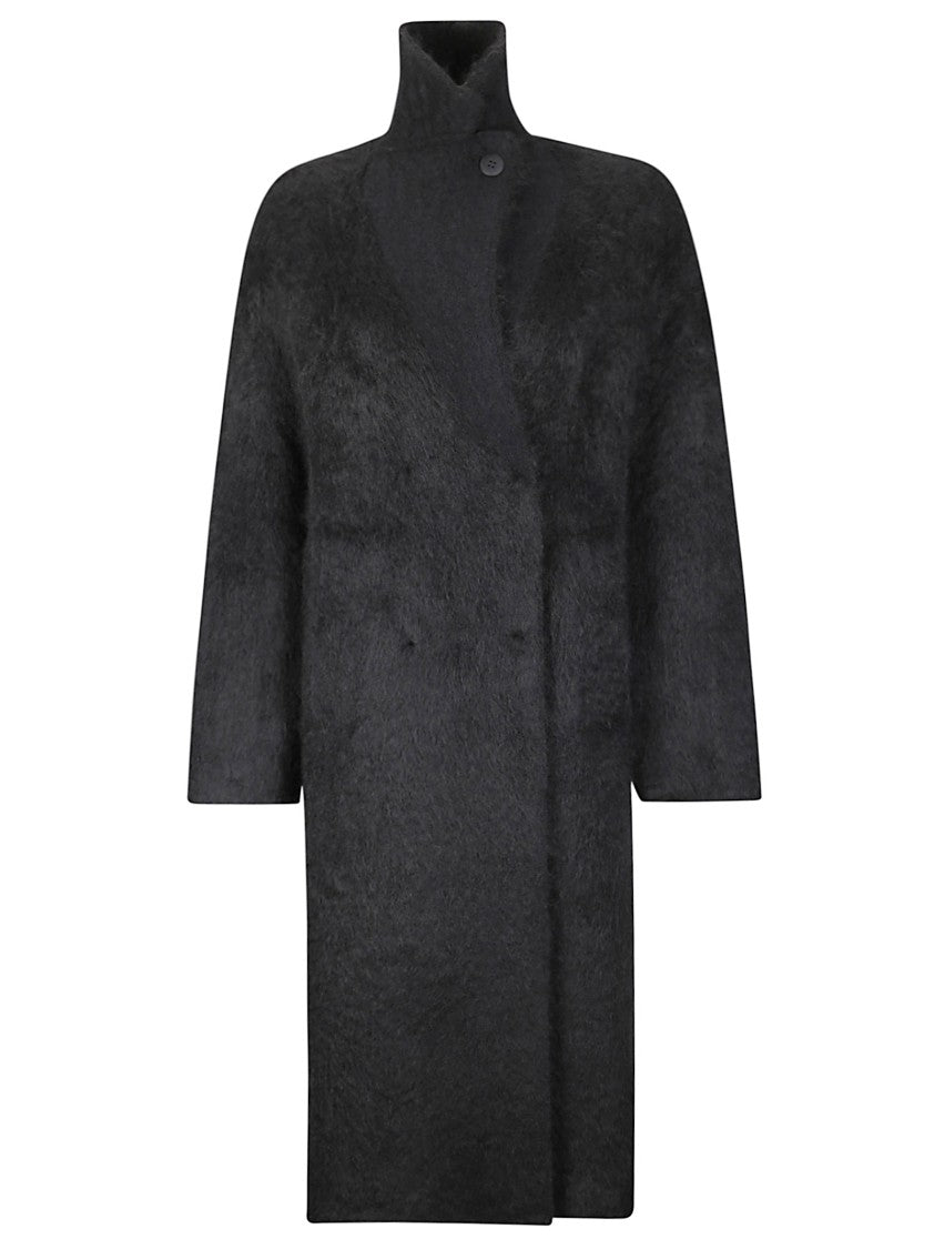 Boboutic Textured Knit Double-Breasted Coat