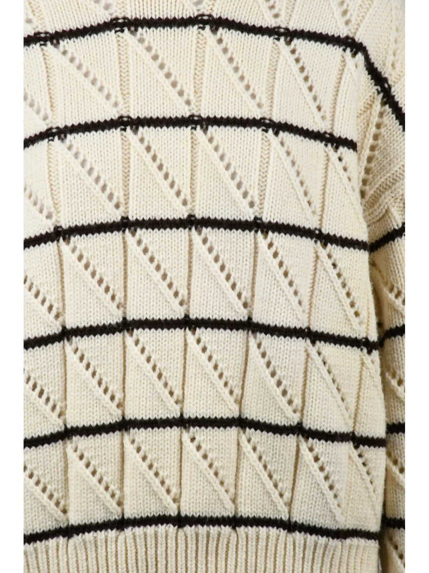 Alysi Alysi Perforated Crewneck Sweater With Textured Geometric Pattern