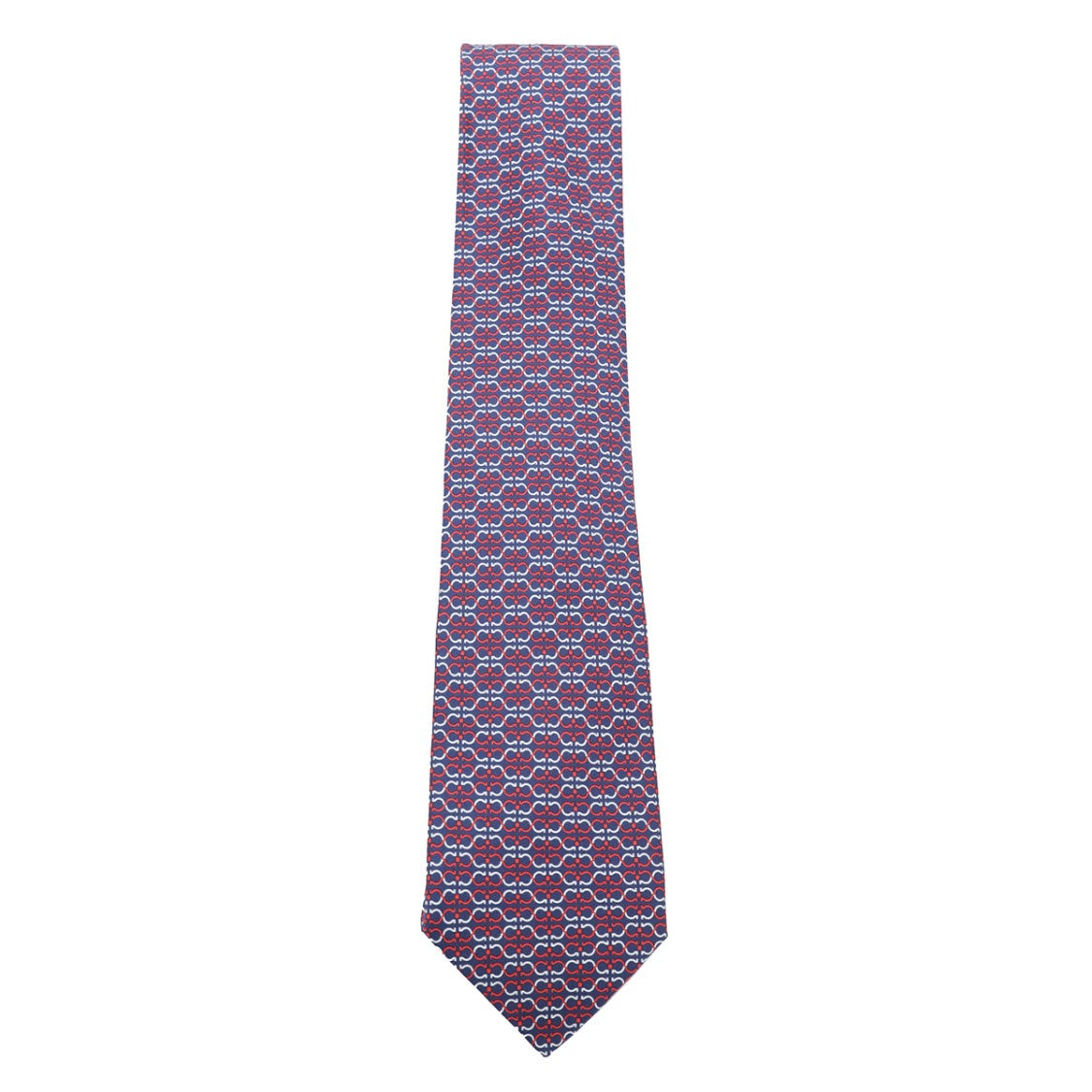 Ferragamo Silk Tie With Geometric Pattern And Logo Patch