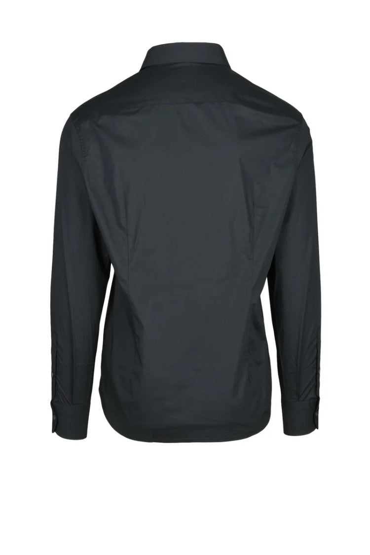 Emporio Armani Black Regular Fit Cotton Elastane Men's Shirt
