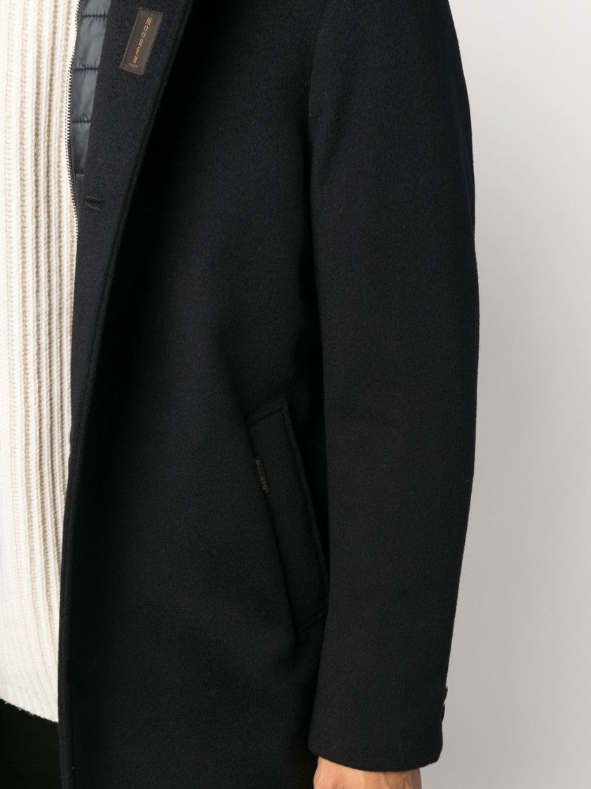 Moorer Navy Blue Wool-Cashmere Blend Coat