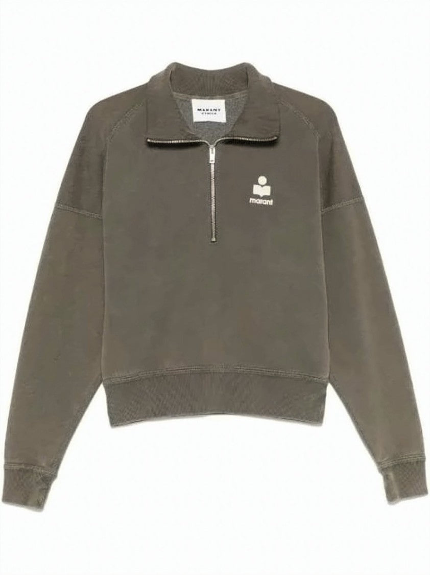Isabel Marant Relaxed Brown Half-Zip Sweatshirt