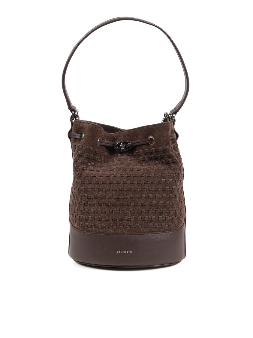 Zanellato Srl Brown Torrone Musiva Suede Bucket Bag