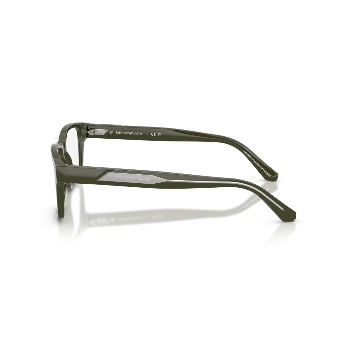 Emporio Armani 0Ea3271 Muted Olive Green Rectangular Acetate Eyeglasses With Silver Accents