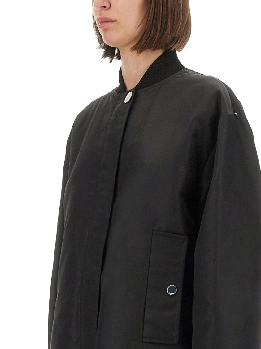 Sportmax Relaxed Fit Black Bomber Jacket With Ribbed Details