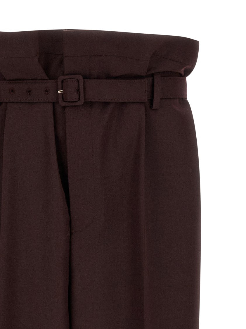 Saint Laurent 'Paper-Bag' Wool And Mohair Blend Trousers