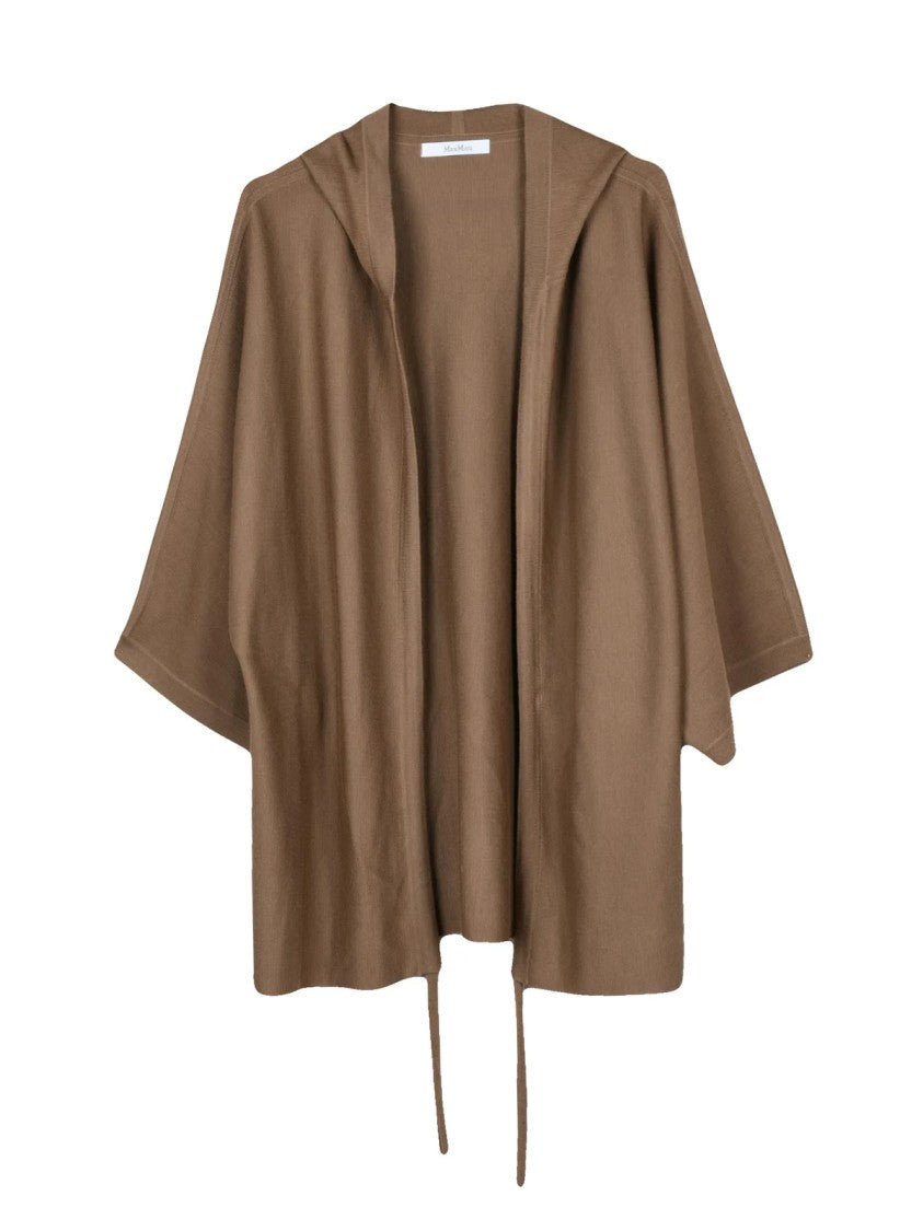 Max Mara Taupe Virgin Wool Open Cardigan
