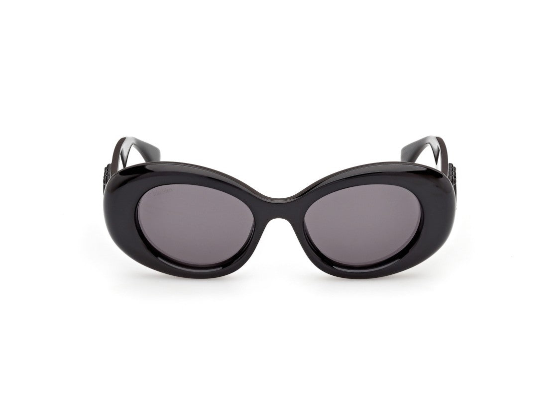Max Mara Mm0208 Bold Embossed Logo Oversized Round Sunglasses
