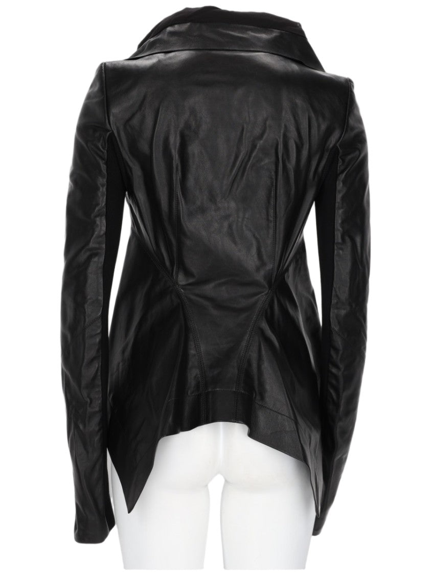Rick Owens Naska Fitted Black Lamb Leather Biker Jacket