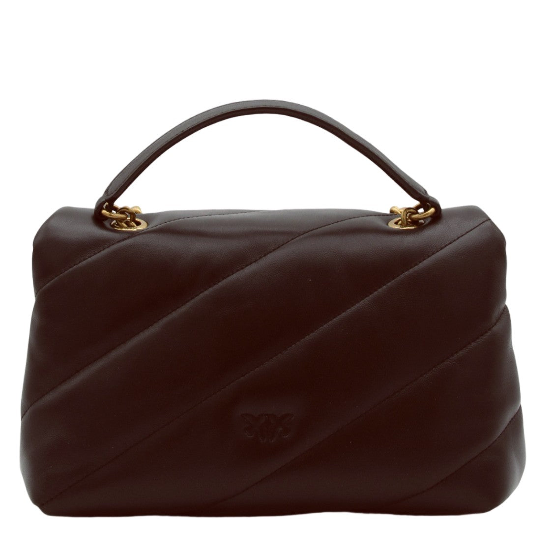 Pinko Structured Handbag With Quilted Diagonal Pattern And Bird Clasp