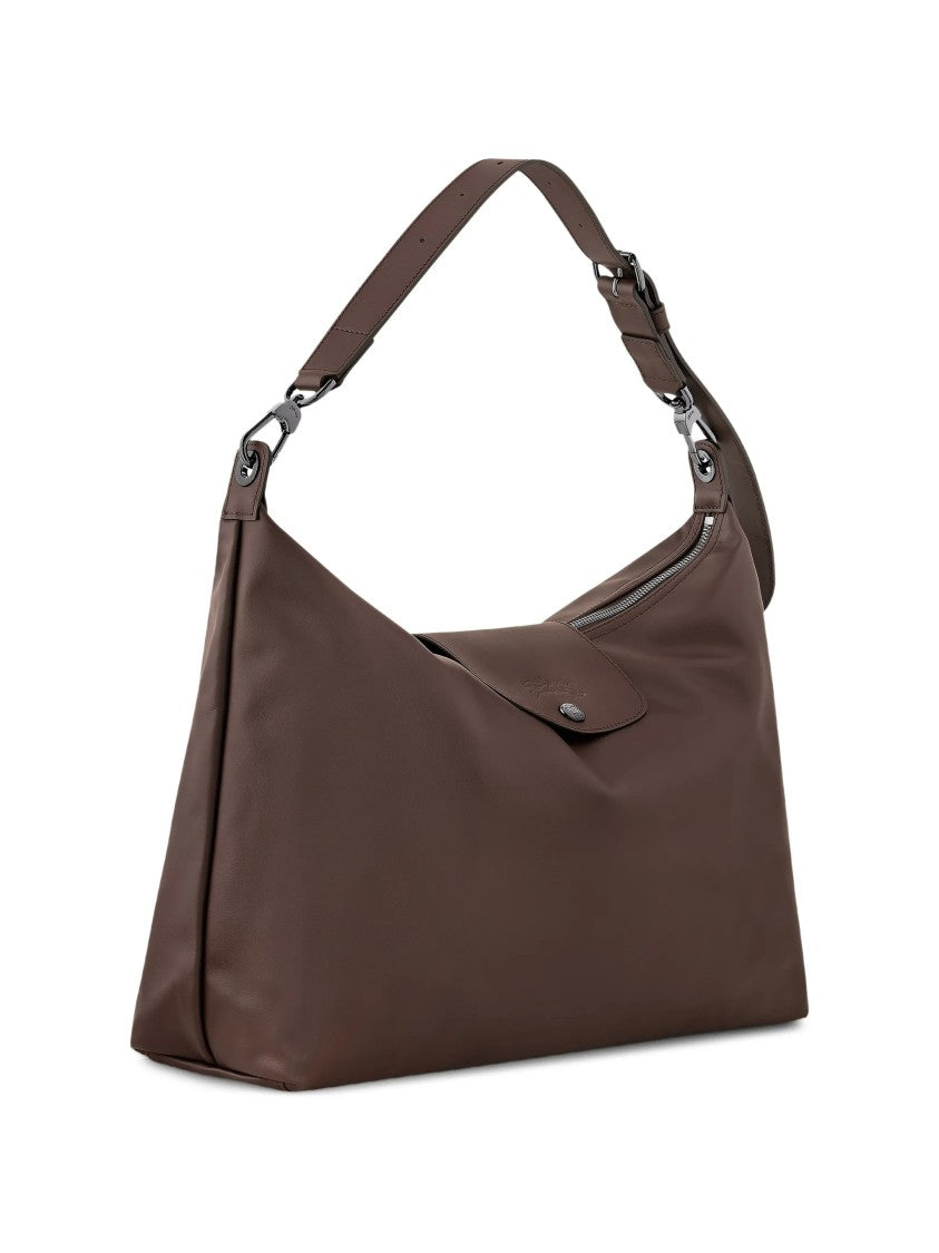 Longchamp Rectangular Brown Shoulder Bag With Adjustable Strap