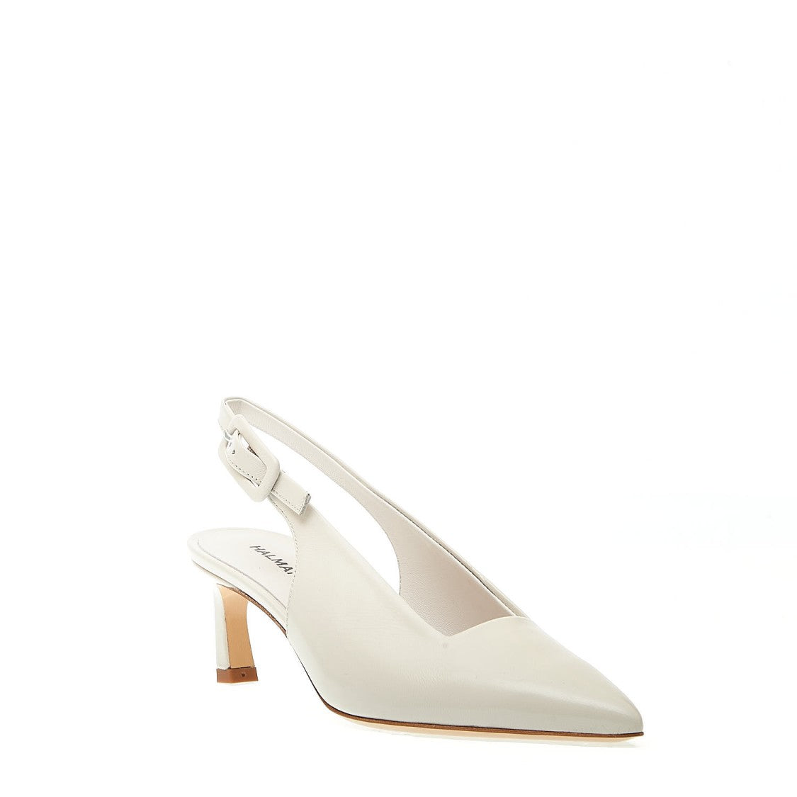Halmanera Cream Patent Leather Slingback Thin Heel