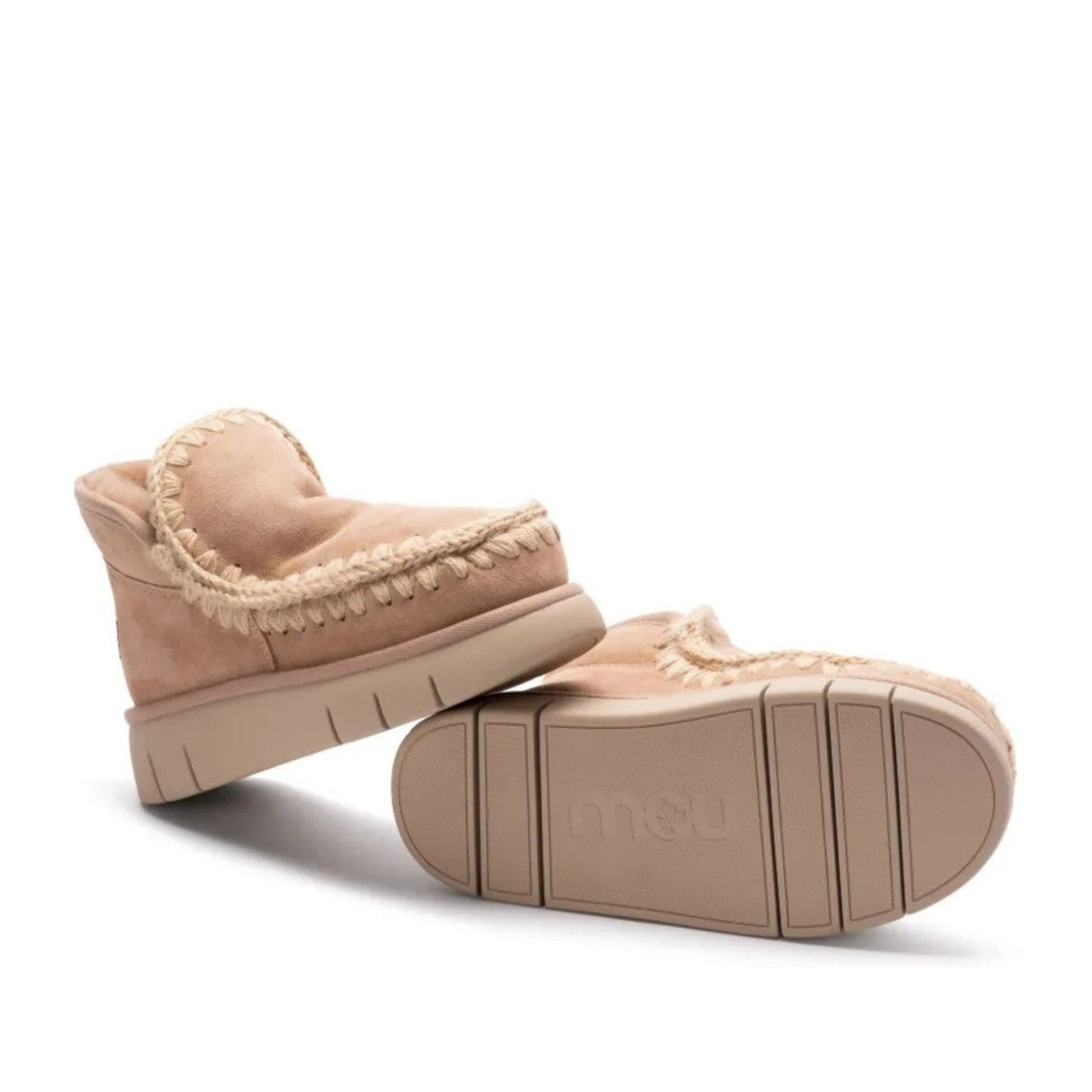 Mou Brown Eskimo Bounce Sheepskin Whipstitch Boots
