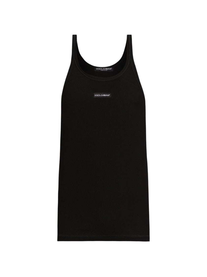Dolce & Gabbana Black Slim Fit Print Tank Top