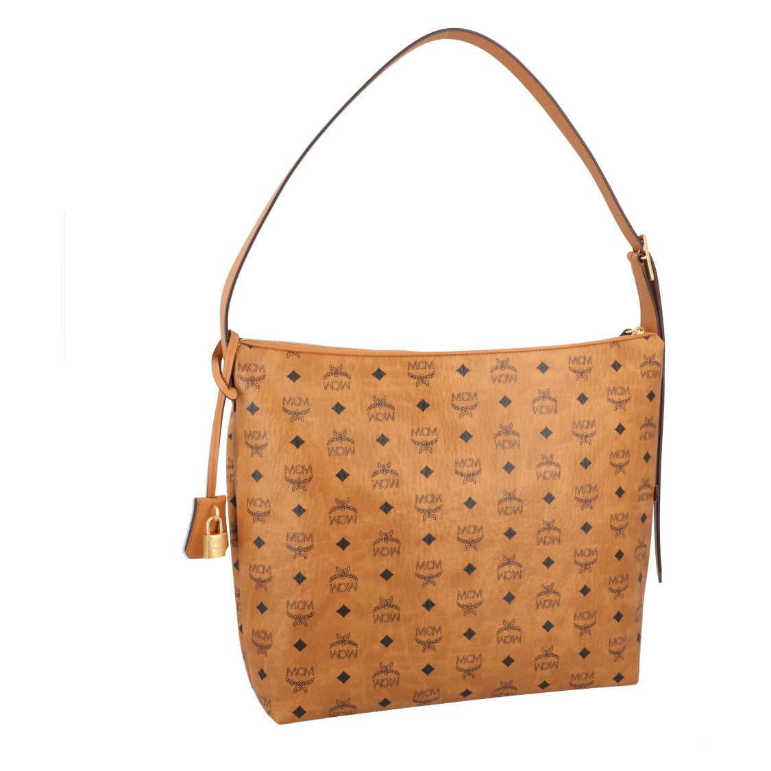 Mcm Large Aren Hobo Bag In Cognac Visetos Monogram
