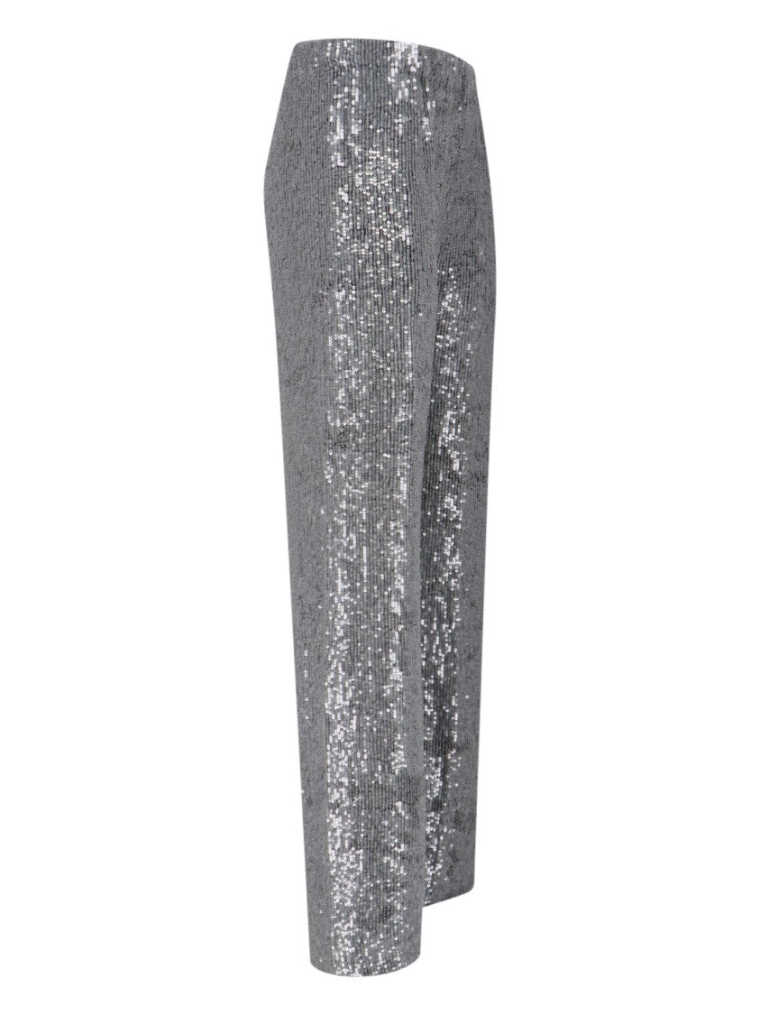 Parosh High-Waisted Grey Trousers With Sequin Embellishments