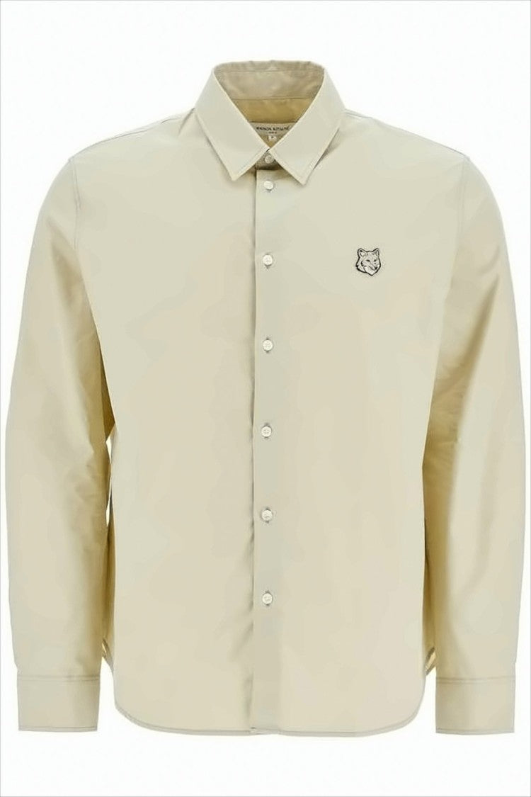 Maison Kitsuné Long-Sleeve Cotton Shirt With Classic Collar And Embroidered Logo